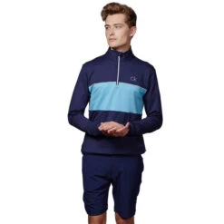 Calvin Klein Men's Soar Half Zip Golf Jacket -Best Golf Shop 339815 Calvin Klein Soar NavySkyBlue Jacket 3