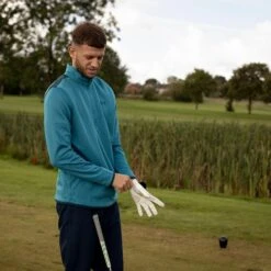 Under Armour Men's Sweaterfleece Half Zip Golf Midlayer -Best Golf Shop 348732 TealVibe Under Armour Sweaterfleece Zip Windtop 6