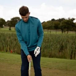 Under Armour Men's Sweaterfleece Half Zip Golf Midlayer -Best Golf Shop 348732 TealVibe Under Armour Sweaterfleece Zip Windtop 7