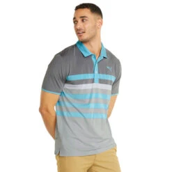 PUMA Golf PUMA Men's MATTR One Way Stretch Golf Polo Shirt -Best Golf Shop 364798 QuietShade DustyAqua PUMA MTTR One Way Polo Shirt 3