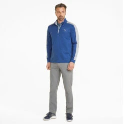PUMA Golf PUMA Men's CLOUDSPUN T7 Half Zip Golf Midlayer -Best Golf Shop 364917 Blazing Blue HighRise PUMA Golf Cloudspun T7 Midlayer 4