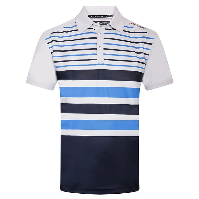 Benross Men's Multi Stripe Stretch Golf Polo Shirt Benross Men's Multi Stripe Stretch Golf Polo Shirt -Best Golf Shop 367310 White Navy Royal Benross Multi Stripe Polo Shirt 1