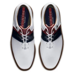 FootJoy Men's Premiere Packard Waterproof Spiked Golf Shoes -Best Golf Shop 369453 White Navy Red FootJoy Premiere Packard Shoes 5
