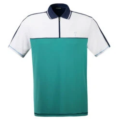 GOLFINO Men's Colour Zip Golf Polo Shirt 4 GOLFINO Men's Colour Zip Golf Polo Shirt -Best Golf Shop 390385 Lake White GOLFINO Colour Block Zip Polo Shirt 1