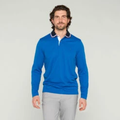 GOLFINO Men's Contrast Collar Golf Polo Shirt -Best Golf Shop 393951 elecblue 4