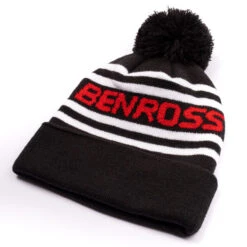 Benross Men's Multi Stripe Knit Pom Golf Hat -Best Golf Shop 396099 Black Red Benross Multi Stripe Knit Pom Hat 2