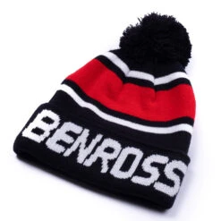 Benross Men's Multi Stripe Knit Pom Golf Hat -Best Golf Shop 396099 Navy Red Benross Multi Stripe Knit Pom Hat 2