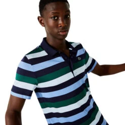 Lacoste Men's SPORT Breathable Striped Stretch Golf Polo Shirt -Best Golf Shop 397144 Navy DarkGreen Blue Lacoste SPORT Breathable Striped Stretch Polo Shirt 2