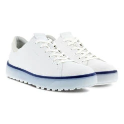 ECCO Men's Tray Spikeless Golf Shoes -Best Golf Shop 398699 White Blue ECCO Tray Shoes 8