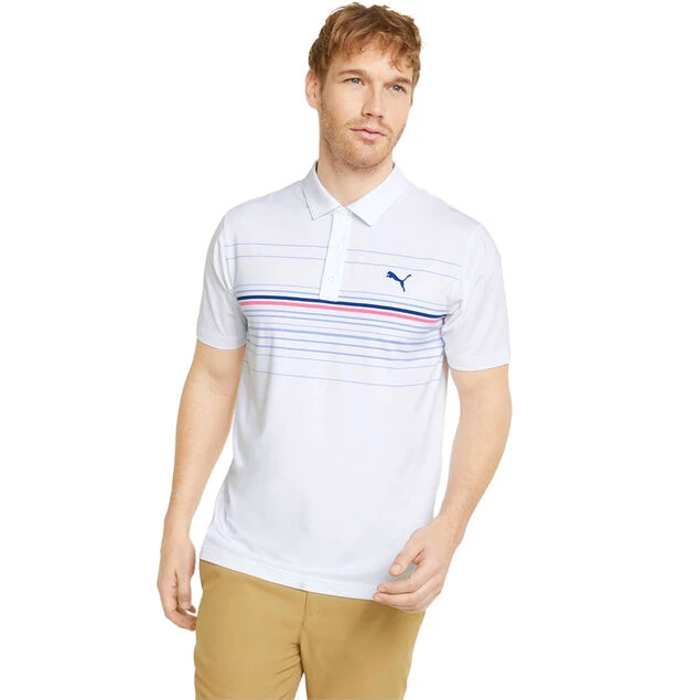 PUMA Men's MATTR Canyon Stretch Golf Polo Shirt PUMA Golf PUMA Men's MATTR Canyon Stretch Golf Polo Shirt -Best Golf Shop 399678 White Pink PUMAGolf MATTR Canyon Polo Shirt 3