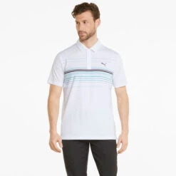 PUMA Golf PUMA Men's MATTR Canyon Stretch Golf Polo Shirt 8 PUMA Golf PUMA Men's MATTR Canyon Stretch Golf Polo Shirt -Best Golf Shop 399678 White Purple Charcoal PUMA Golf MATTR Canyon Polo Shirt 3