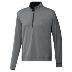 Adidas Golf Adidas Men's PRIMEGREEN UPF Half Zip Golf Midlayer -Best Golf Shop 401468 Grey Black adidas Golf PRIMEGREEN UPF Zip Midlayer 1