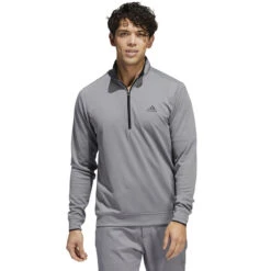 Adidas Golf Adidas Men's PRIMEGREEN UPF Half Zip Golf Midlayer -Best Golf Shop 401468 Grey Black adidas Golf PRIMEGREEN UPF Zip Midlayer 3