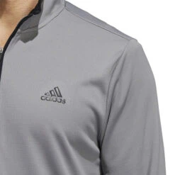 Adidas Golf Adidas Men's PRIMEGREEN UPF Half Zip Golf Midlayer -Best Golf Shop 401468 Grey Black adidas Golf PRIMEGREEN UPF Zip Midlayer 5 1