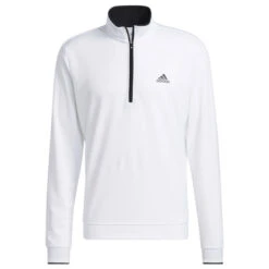 Adidas Golf Adidas Men's PRIMEGREEN UPF Half Zip Golf Midlayer -Best Golf Shop 401468 White adidas Golf PRIMEGREEN UPF Zip Midlayer 1