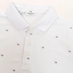 Calvin Klein Men's Monogram Golf Polo Shirt 5 Calvin Klein Men's Monogram Golf Polo Shirt -Best Golf Shop 401863 White Black Calvin Klein Monogram Polo Shirt 4