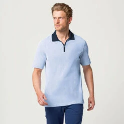 GOLFINO Men's Biarritz Golf Polo Shirt -Best Golf Shop 404218 PaleBlue GOLFINO Biarritz Polo Shirt 3