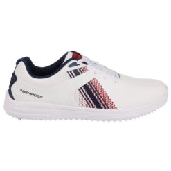 Benross Men's Dynamo Waterproof Spikeless Golf Shoes -Best Golf Shop 404258 white navy red benross dynamo shoes 1
