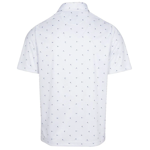 Greg Norman Men's ML75 Microlux Pin Flag Print Golf Polo Shirt Greg Norman Men's ML75 Microlux Pin Flag Print Golf Polo Shirt -Best Golf Shop 404524 White Greg Norman Mens ML75 Microlux Pin Flag Print Polo Shirt 2
