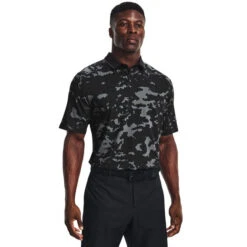 Under Armour Men's Iso-Chill Charged Camo Golf Polo Shirt -Best Golf Shop 407574 Black Grey Black Under Armour Mens Iso Chill Charged Camo Golf Polo Shirt 1
