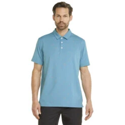 PUMA Golf PUMA Men's MATTR Foliage Golf Polo Shirt -Best Golf Shop 410719 DustyAqua Purple Charcoal PUMA Golf Mens MATTR Foliage Polo Shirt 1a
