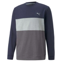 PUMA Golf PUMA Men's CLOUDSPUN ColourCrewneck Golf Midlayer -Best Golf Shop 410769 NavyBlazer QuietShade PUMA Golf Mens CLOUDSPUN Colourblock Crewneck Midlayer 1