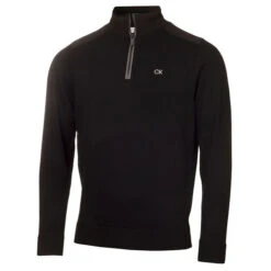 Calvin Klein Men's Knitted 1/2 Zip Golf Mid Layer -Best Golf Shop 411838 Black Calvin Klein Mens Knitted Half Zip Golf Mid Layer 1