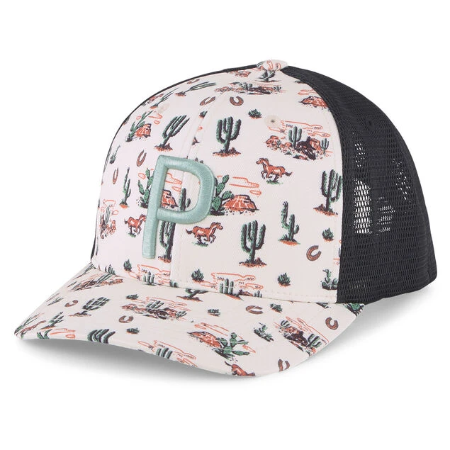 PUMA Men's Wild West Trucker P Golf Cap PUMA Golf PUMA Men's Wild West Trucker P Golf Cap -Best Golf Shop 412302 Black Green PUMA Mens Wild West Trucker P Golf Cap 2