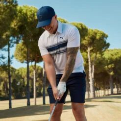 PUMA Golf PUMA Men's MATTR Grind Golf Polo Shirt -Best Golf Shop 412619 BrightWhite NavyBlazer PUMA Mens MATTR Grind Golf Polo Shirt 3