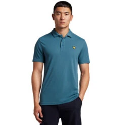 Lyle & Scott Men's Collar Logo Technical Breathable Golf Polo Shirt