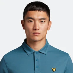 Lyle & Scott Men's Collar Logo Technical Breathable Golf Polo Shirt 4 Lyle & Scott Men's Collar Logo Technical Breathable Golf Polo Shirt -Best Golf Shop 413579 Azure LyleScott Mens Collar Logo Technical Polo Shirt 3