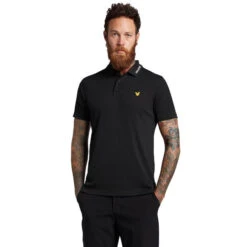 Lyle & Scott Men's Collar Logo Technical Breathable Golf Polo Shirt 6 Lyle & Scott Men's Collar Logo Technical Breathable Golf Polo Shirt -Best Golf Shop 413579 Black LyleScott Mens Collar Logo Technical Polo Shirt 1