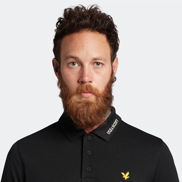 Lyle & Scott Men's Collar Logo Technical Breathable Golf Polo Shirt Lyle & Scott Men's Collar Logo Technical Breathable Golf Polo Shirt -Best Golf Shop 413579 Black LyleScott Mens Collar Logo Technical Polo Shirt 3