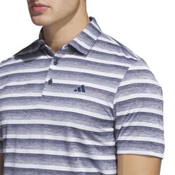 Adidas Golf Adidas Men's Two-Colour Striped Golf Polo Shirt -Best Golf Shop 414440 Navy White adidas Golf Mens Two Colour Striped Golf Polo Shirt 5