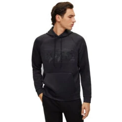 Hugo Boss Men's Soody Diamond Golf Hoodie -Best Golf Shop 414779 Black Hugo Boss Mens Soody Diamond Golf Hoodie 1a