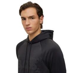 Hugo Boss Men's Soody Diamond Golf Hoodie -Best Golf Shop 414779 Black Hugo Boss Mens Soody Diamond Golf Hoodie 2