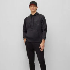 Hugo Boss Men's Soody Diamond Golf Hoodie -Best Golf Shop 414779 Black Hugo Boss Mens Soody Diamond Golf Hoodie 3