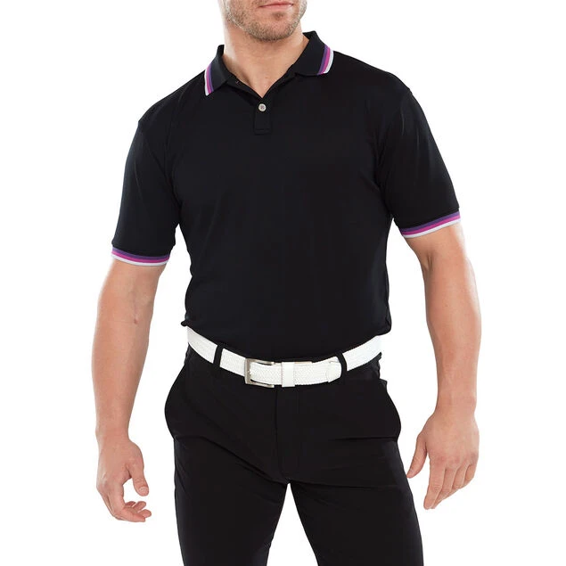 FootJoy Men's Solid Trim Golf Polo Shirt FootJoy Men's Solid Trim Golf Polo Shirt -Best Golf Shop 416299 Black FootJoy Mens Solid Trim Golf Polo Shirt 1