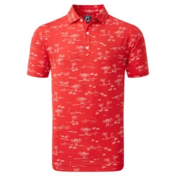 FootJoy Men's Tropic Golf Print Polo Shirt -Best Golf Shop 416344 Red White FootJoy Mens Tropic Golf Print Polo Shirt 4