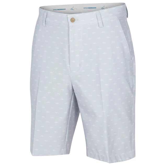 Greg Norman Men's Microlux Hybrid Shark Print Golf Shorts Greg Norman Men's Microlux Hybrid Shark Print Golf Shorts -Best Golf Shop 416637 SharkGrey Greg Norman Mens Microlux Hybrid Shark Print Golf Shorts 1